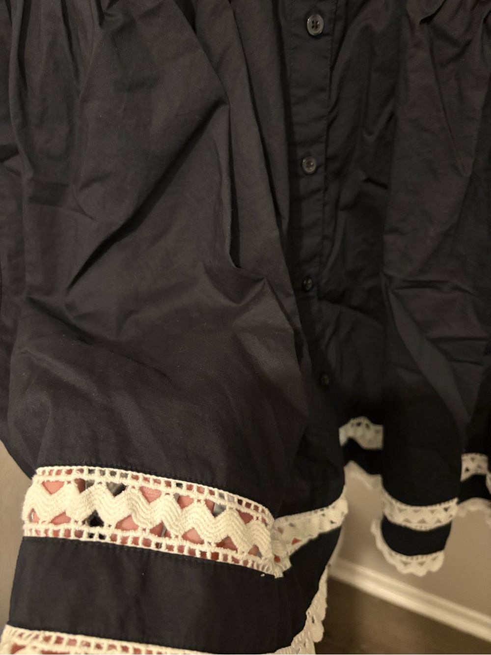 Kate Spade Black Shirt Dress with White Crochet Trim - Picture 6 of 6